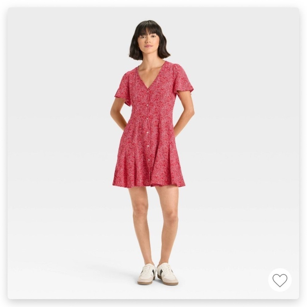 Universal Thread Red Linen Blend Stars Paisley Mini A Line Dress Size Medium